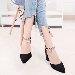 Women high heels thick with rough heels