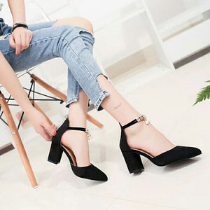 Women high heels thick with rough heels