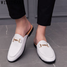 Load image into Gallery viewer, Black Half Shoes For Men Leather Shoes Men Mules Casual Shoes Men Fashion Sapato Social Masculino Mocassin Homme Chaussure 2022