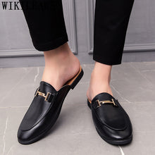 Load image into Gallery viewer, Black Half Shoes For Men Leather Shoes Men Mules Casual Shoes Men Fashion Sapato Social Masculino Mocassin Homme Chaussure 2022