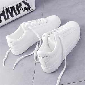 Fashion Shoes Women&#39;s Vulcanize Shoes Spring New Casual Classic Solid Color PU Leather Shoes Women Casual White Shoes Sneakers