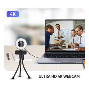 Taida 1080P 2K 4K HD Webcam with Ring Fill Light Laptop PC Computer Live Broadcast Camera Video Web Camera Microphone Web Cam