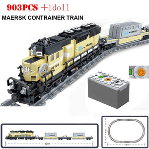 KAZI Electric building block Technical Train series railway track laying machine engineering educational assembling toy