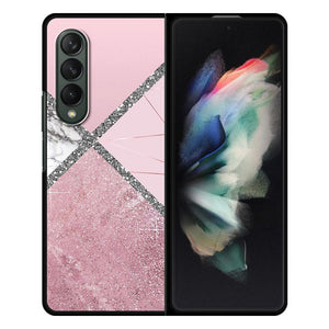 Luxury Case for Samsung Z Fold3 5G Phone Cover for Galaxy ZFold 3 Black Hard  Funda For Z Fold 3 Capa Rose Glitter Pink
