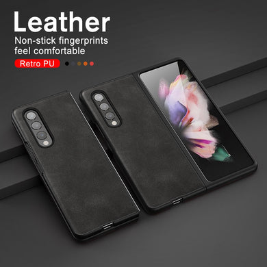 ZFold3 Case Leather Texture Protect Shell For Samsung Galaxy ZFold 3 Case Cover Sumsung Z Fold3 Fold 3 5G 2021 Shockproof Coque