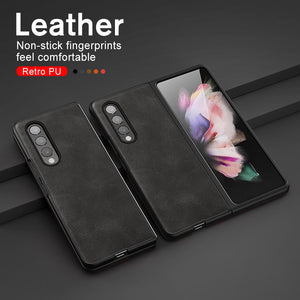 ZFold3 Case Leather Texture Protect Shell For Samsung Galaxy ZFold 3 Case Cover Sumsung Z Fold3 Fold 3 5G 2021 Shockproof Coque