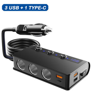 Extractme 180W Cigarette Lighter Splitter Quick Charge 3.0 Car Charger Adapter 12V/24V 4 Port USB Charging Socket For Phone IPad