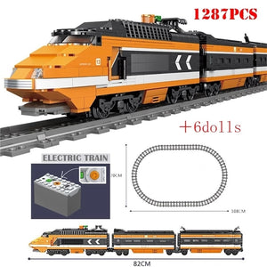 KAZI Electric building block Technical Train series railway track laying machine engineering educational assembling toy