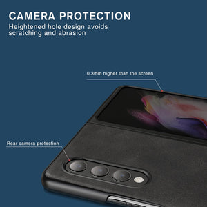 ZFold3 Case Leather Texture Protect Shell For Samsung Galaxy ZFold 3 Case Cover Sumsung Z Fold3 Fold 3 5G 2021 Shockproof Coque