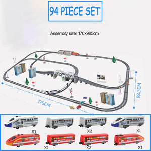 Car Model Toys Children&#39;s High Speed Railway Train With Track Boy DIY Assemble Electric Rail Train Set Harmony Christmas Gift