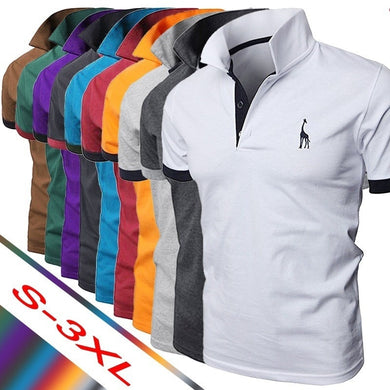 Men's embroidered solid color POLO shirt Men's explosive T-shirt Male Tops Clothing Men 2021 plus size