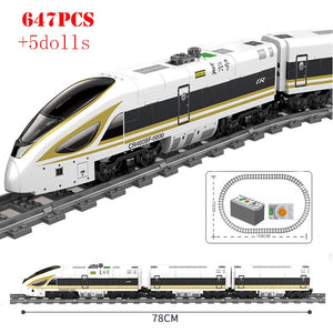 KAZI Electric building block Technical Train series railway track laying machine engineering educational assembling toy