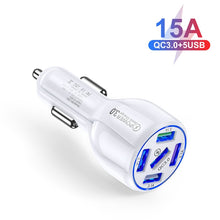 Load image into Gallery viewer, USLION 15A 5 Ports USB Car Charge Quick Mini LED Fast Charging For iPhone 12 Xiaomi Huawei Mobile Phone Charger Adapter in Car