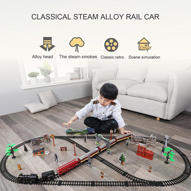 Lights And Sounds Christmas Train Set Railway Tracks Toys Xmas Train Gift Electric Railway Train Set w/ Locomotive Engine Cars