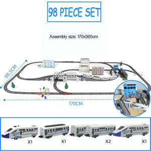 Car Model Toys Children&#39;s High Speed Railway Train With Track Boy DIY Assemble Electric Rail Train Set Harmony Christmas Gift