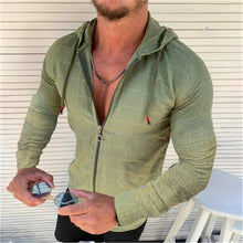 Load image into Gallery viewer, Summer Man Shirt 2020 Mens Casual zipper Long Sleeve Loose Hawaiian Henley Shirt hawaiian High quality With hood Shirt