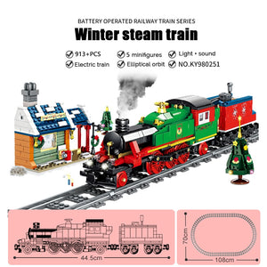 KAZI Electric building block Technical Train series railway track laying machine engineering educational assembling toy