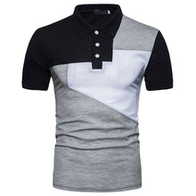 Load image into Gallery viewer, New Summer Men&#39;s Casual Slim Streetwear Fashion Patchwork Short-sleeved T-shirt Turn-down Collar Men&#39;s Polo Shirt Men&#39;s Clothing