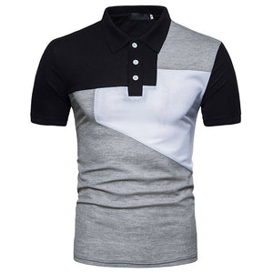 New Summer Men&#39;s Casual Slim Streetwear Fashion Patchwork Short-sleeved T-shirt Turn-down Collar Men&#39;s Polo Shirt Men&#39;s Clothing