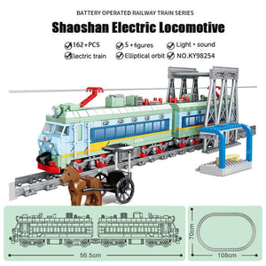 KAZI Electric building block Technical Train series railway track laying machine engineering educational assembling toy