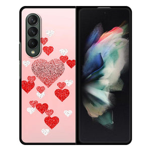 Luxury Case for Samsung Z Fold3 5G Phone Cover for Galaxy ZFold 3 Black Hard  Funda For Z Fold 3 Capa Rose Glitter Pink