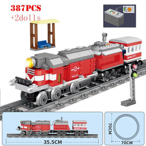 KAZI Electric building block Technical Train series railway track laying machine engineering educational assembling toy