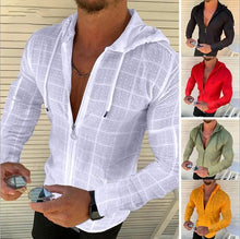 Load image into Gallery viewer, Summer Man Shirt 2020 Mens Casual zipper Long Sleeve Loose Hawaiian Henley Shirt hawaiian High quality With hood Shirt