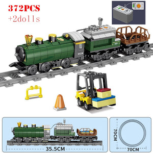 KAZI Electric building block Technical Train series railway track laying machine engineering educational assembling toy
