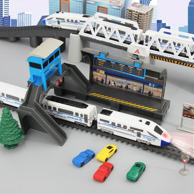 Car Model Toys Children's High Speed Railway Train With Track Boy DIY Assemble Electric Rail Train Set Harmony Christmas Gift