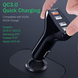 LOVECOM 30W 4 Ports Car Charger Quick Charge 3.0 Dual USB Adapter Fast Charging For iPhone Samsung Xiaomi Phone Car-Charger