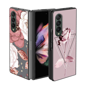 Luxury Case for Samsung Z Fold3 5G Phone Cover for Galaxy ZFold 3 Black Hard  Funda For Z Fold 3 Capa Rose Glitter Pink