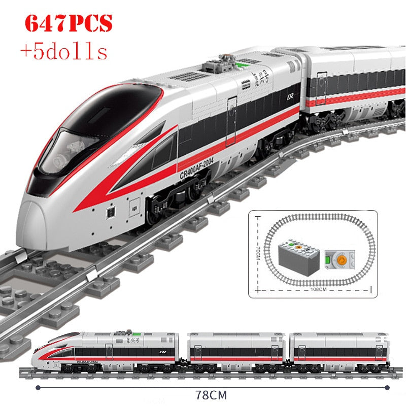 KAZI Electric building block Technical Train series railway track laying machine engineering educational assembling toy