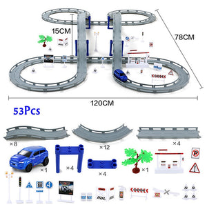 Electric Racing Rail Car Kids Train Track Model Toy Simulation Railway Track Racing Road Transportation Building Slot Sets Toys