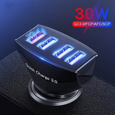 LOVECOM 30W 4 Ports Car Charger Quick Charge 3.0 Dual USB Adapter Fast Charging For iPhone Samsung Xiaomi Phone Car-Charger