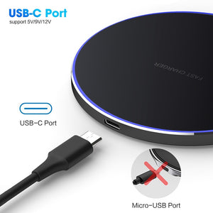 30W Qi Wireless Charger For iPhone 13 12 11 Pro Xs Max Mini X Xr Induction Fast Wireless Charging Pad For Samsung s8 s9 s10 note