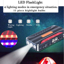 Load image into Gallery viewer, Multi-Function Mini Portable Emergency Battery Charger Car Jump Starter High Capacity Booster Power Bank Starting Device Cables