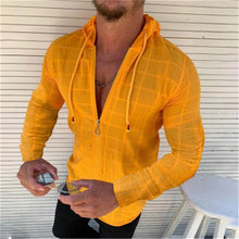 Load image into Gallery viewer, Summer Man Shirt 2020 Mens Casual zipper Long Sleeve Loose Hawaiian Henley Shirt hawaiian High quality With hood Shirt