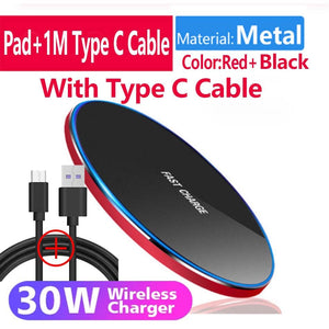 30W Qi Wireless Charger For iPhone 13 12 11 Pro Xs Max Mini X Xr Induction Fast Wireless Charging Pad For Samsung s8 s9 s10 note