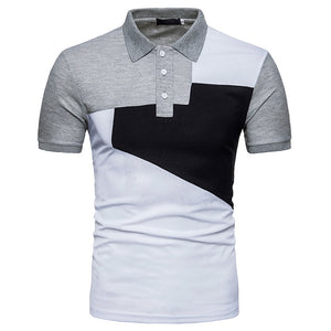 New Summer Men&#39;s Casual Slim Streetwear Fashion Patchwork Short-sleeved T-shirt Turn-down Collar Men&#39;s Polo Shirt Men&#39;s Clothing