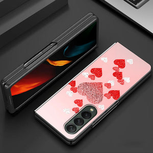 Luxury Case for Samsung Z Fold3 5G Phone Cover for Galaxy ZFold 3 Black Hard  Funda For Z Fold 3 Capa Rose Glitter Pink