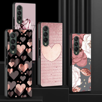 Luxury Case for Samsung Z Fold3 5G Phone Cover for Galaxy ZFold 3 Black Hard  Funda For Z Fold 3 Capa Rose Glitter Pink