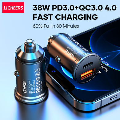 Licheers Car Charger USB 5A Phone Fast Charging 2 Port 12-24V Cigarette Socket Lighter for iPhone Xiaomi Huawei Power Adapter