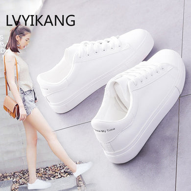 Fashion Shoes Women's Vulcanize Shoes Spring New Casual Classic Solid Color PU Leather Shoes Women Casual White Shoes Sneakers