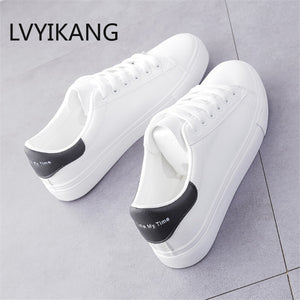 Fashion Shoes Women&#39;s Vulcanize Shoes Spring New Casual Classic Solid Color PU Leather Shoes Women Casual White Shoes Sneakers