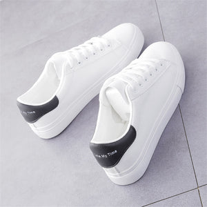 Fashion Shoes Women&#39;s Vulcanize Shoes Spring New Casual Classic Solid Color PU Leather Shoes Women Casual White Shoes Sneakers