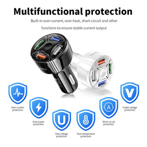 Marjay Car Charger 4 Ports USB 35W 7A Fast Charging Car Charger For iPhone 11 Xiaomi Huawei Mobile Phone QC 3.0 Charger For Cars