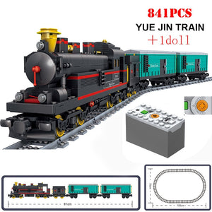 KAZI Electric building block Technical Train series railway track laying machine engineering educational assembling toy