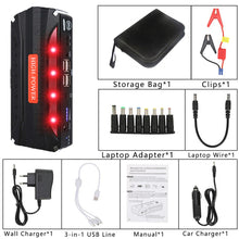 Load image into Gallery viewer, Multi-Function Mini Portable Emergency Battery Charger Car Jump Starter High Capacity Booster Power Bank Starting Device Cables