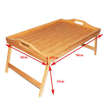 Load image into Gallery viewer, Portable Bamboo Wood Bed Tray Breakfast Laptop Desk Tea Food Serving Table Folding Leg Laptop Desk