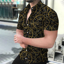 Load image into Gallery viewer, Plus Size Men Fashion Shirts Turn-down Collar Buttoned Shirt Men&#39;s Casual Digital Printing Short Sleeve Tops Blouse Streetwear
